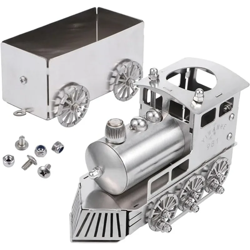 Model Trains 3D Metal Steam Train Model Stainless Steel Pen Holder Locomotive Toys Collectible Ornaments Decorations Boys Gifts steam powered train model 1 22 copper material train model toy steam powered locomotive head toy