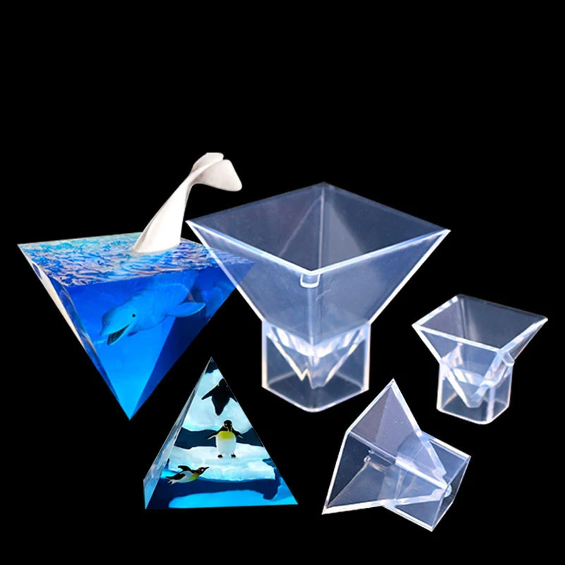 3 Size Clear Pyramid Resin Mold DIY Epoxy Resin Mold Home Office Decorative Pyramid UV Cyrstal Square Cube Clear Silicone Mold 3d diamond silicone mold transparent clear mould for uv resin epoxy craft supplies epoxy resin soft mould for jewelry pendant