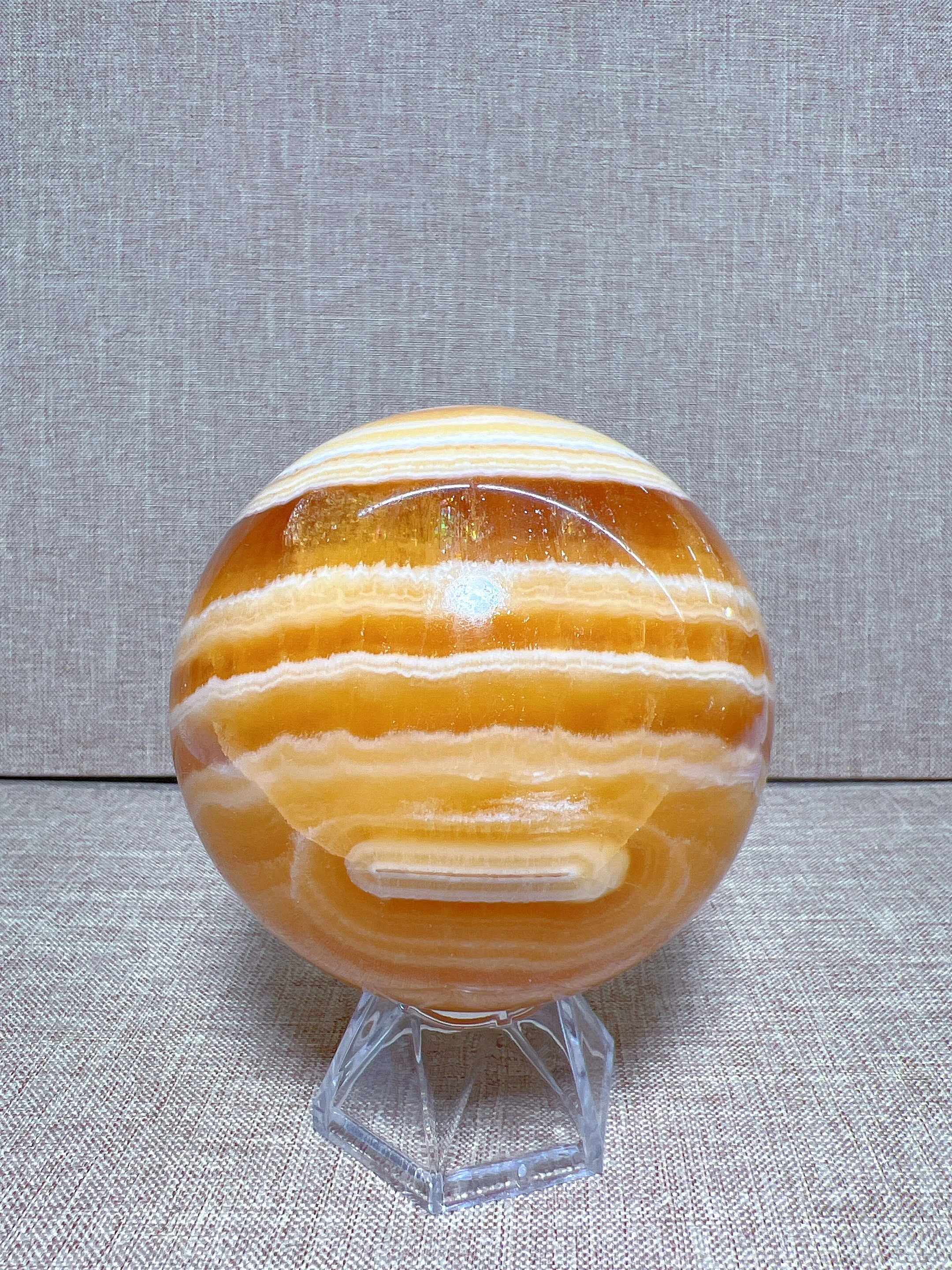 

Natural Orange calcite Sphere Free Form, Carving Reiki Healing Stone Home Decoration Exquisite Gift