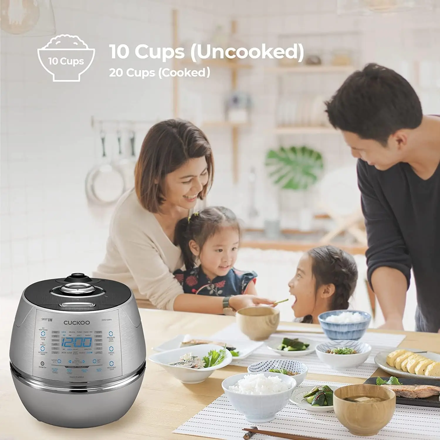 Electric Induction Heating Rice Pressure Cooker 10 Cup Full Stainless Steel Interior with Non-Stick Coating-3-Language Voice 3