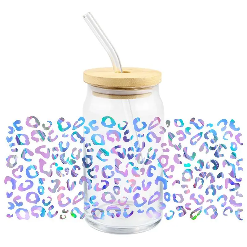 3D Leopard UV DTF Transfer Sticker Design Waterproof 16OZ Cups Wraps Sticker Rub On Transfers for Crafts Furniture