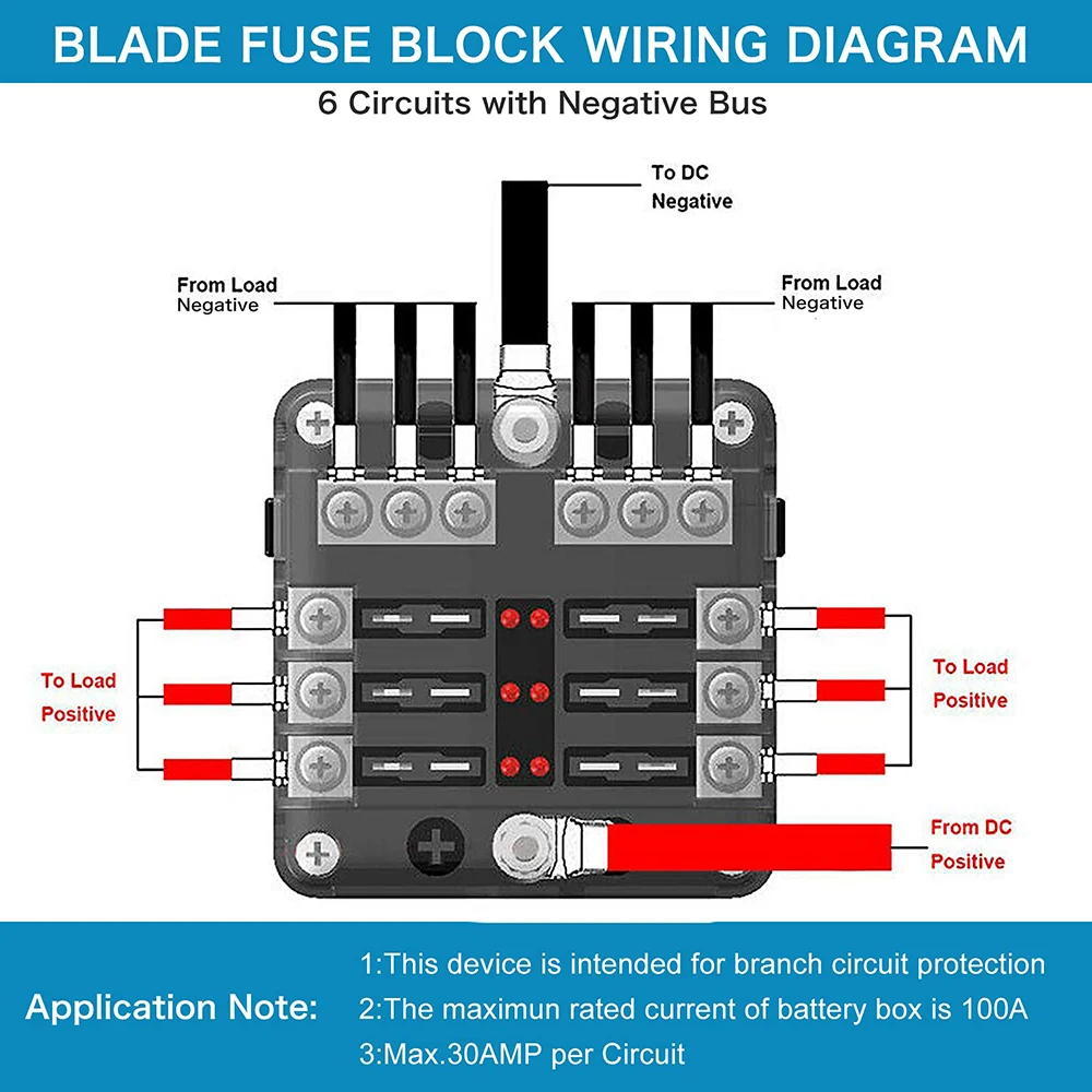 12V Fuse Block 6 Way With LED Indicator Light 12 Volt Fuse Box ATO/ATC Marine Panel Waterproof 24V For Automotive Boat Car fuse box