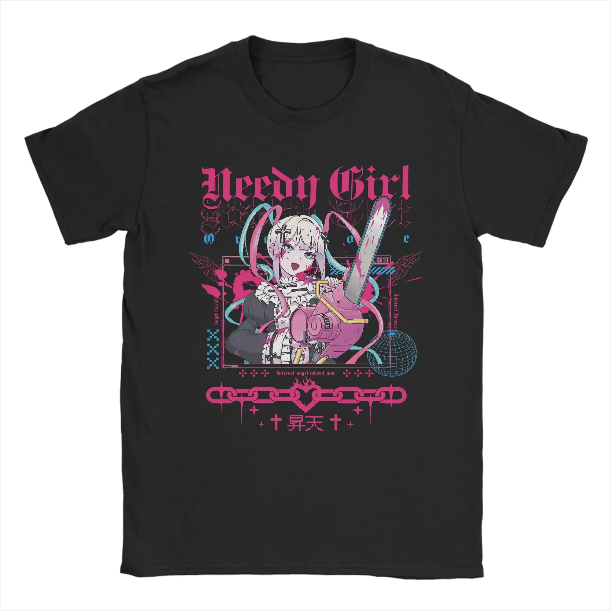 Needy Streamer Overload Shirt Vintage Washed Unisex Oversized Anime Streetwear Weiches Baumwoll-Kurzarm-T-Shirt Geschenk Kleidung Oberteile