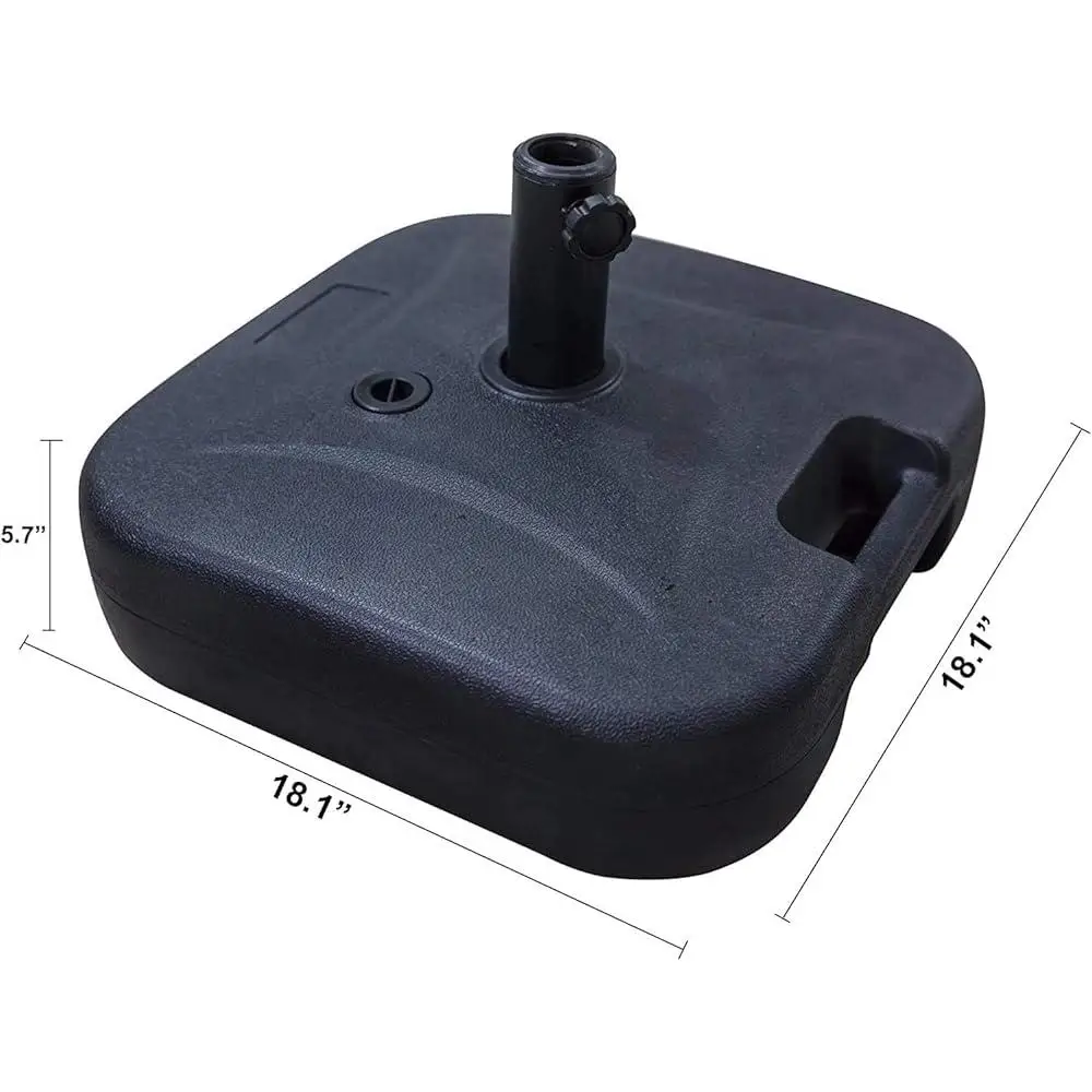 Heavy Duty Water Fillable Patio Umbrella Base Stand Square Outdoor Plastic Durable Adjustable Knob Easy Carry Adjustable Pole 3