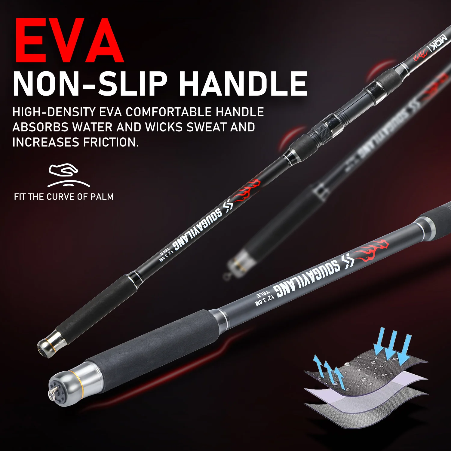 Sougayilang 30T High Carbon Karpfen Angelrute 36 42 Meter EVA Rutschfester Griff Teleskoprute Hard Power Long Casting Angelrute – Detail 9