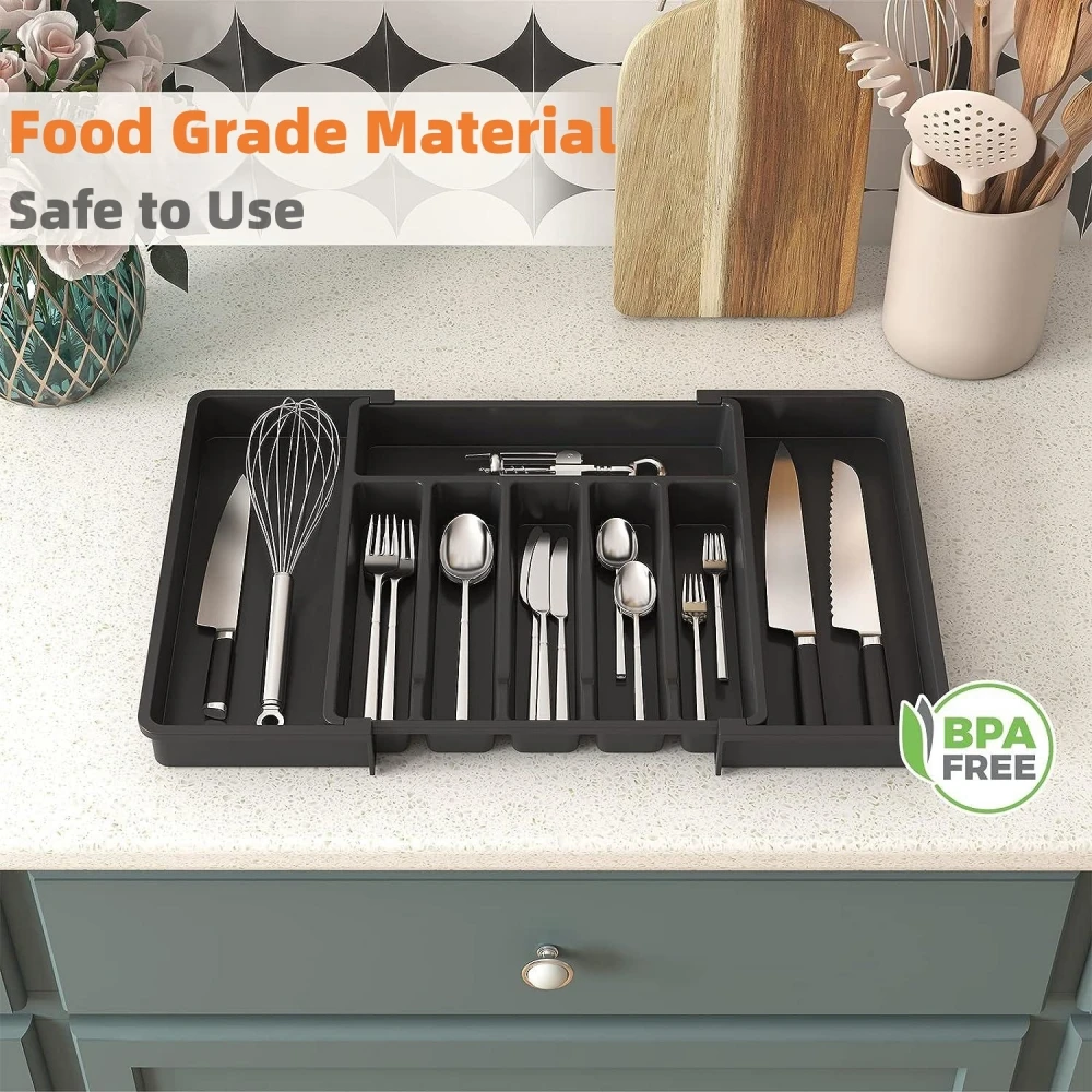 Silverware Organizer Expandable Utensil Tray Adjustable For Kitchen Flatware And Cutlery