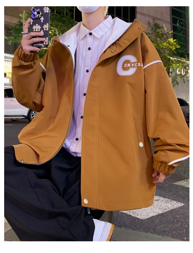 Lässige Herren-Kapuzenjacken Neu 2026 Frühling Herbst Jugend Streetwear Lockerer Mantel Outdoor Windbreaker Übergröße M-4XL Oberteile Kleidung – Detail 10