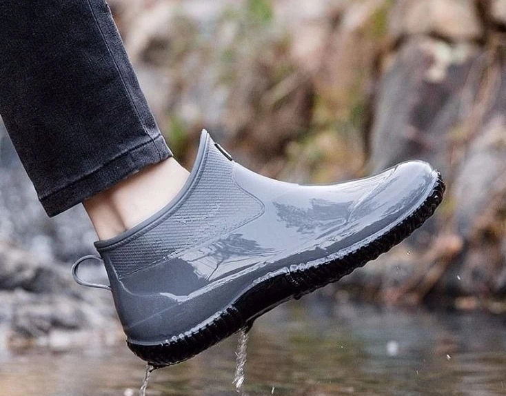 Men's Soft Rubber Rain Boots, Wide Toe, Slip Resistant, For Garden & Work_voghion.com