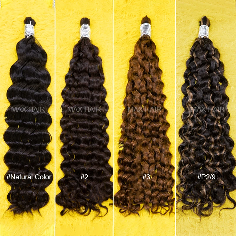 

Human Hair Bulk Hair Curly Deep Wave Brazilian Remy Hair For Braiding Bundles No Weft Black Bulk Human Hair Extensions Wholesale