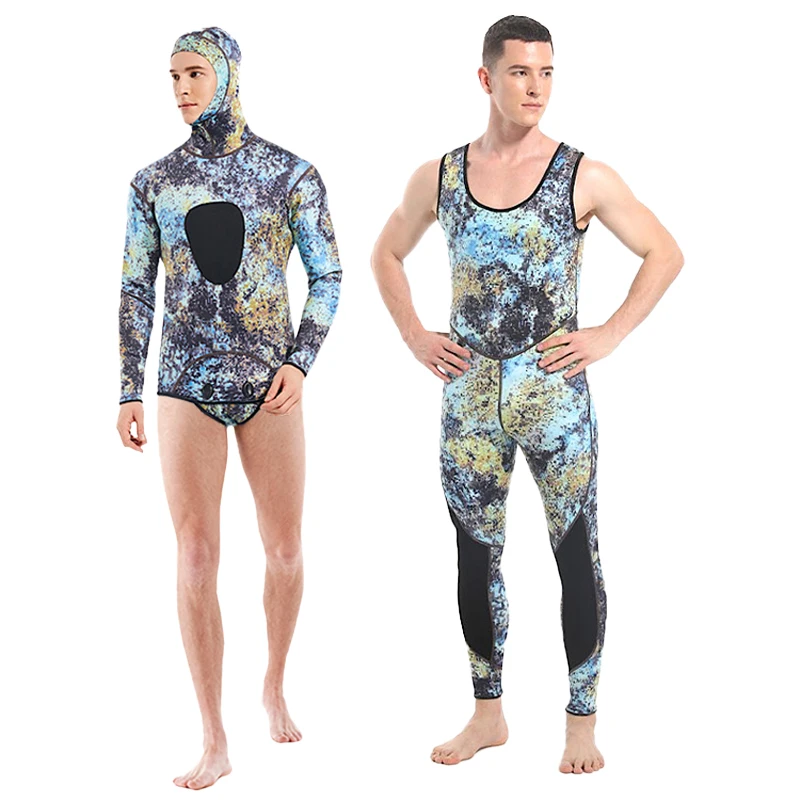 Diving Suits 5mm CR Freediving Hunting Fish Camouflage Two Piece For Men Snorkeling Kayak Swimming Harpoon Fishing diving suits