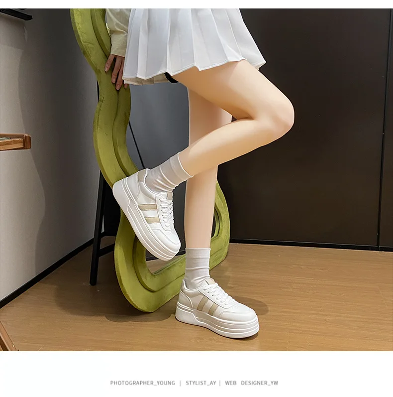 Dames platform sneakers wit met veters en zachte zool_voghion.com