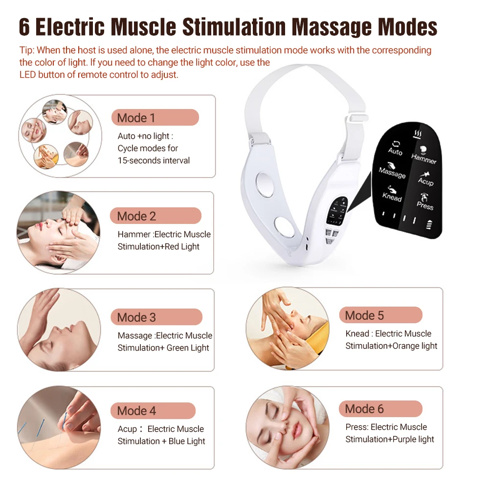 EMS Microcurrent Facial Lifting Device LED Photon Therapy Face Slimming Vibration Massager TENS Pulse Massage Beauty Device