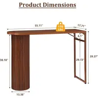 55in Counter Height Pub Table with Luted Wood and Metal Base for Kitchen, Dining, and Living Rooms 2