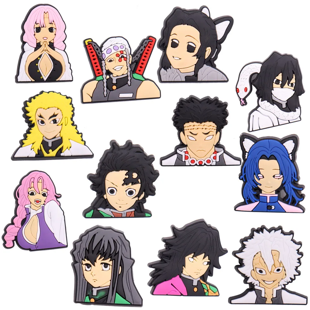 

Hot Sale 1pcs Shoe Charms Cartoon Anime Pink Hair Girl Warrior PVC Garden Shoe Buckles Decoration Fit Croc Jibz Kids X-max Gift