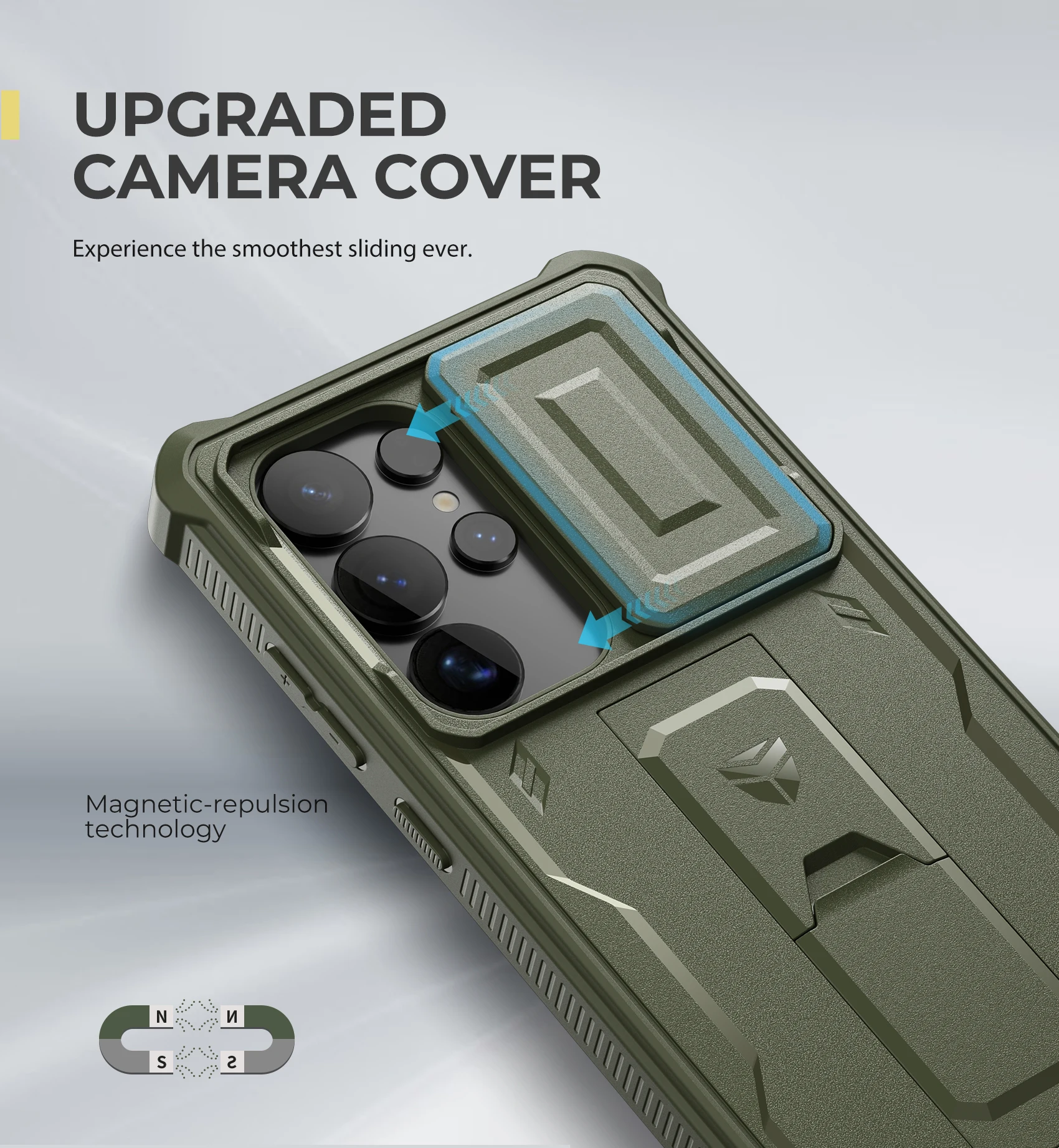Full Body Shockproof Case with Camera Cover, Built-in Screen Protector, and Kickstand