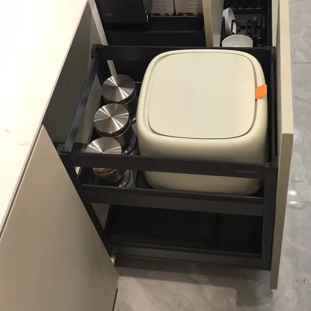 Goldmine Kitchen Storage Baskets Aluminum Alloy Grain Pull Out Drawers Basket Kitchen Cabinet Fittings