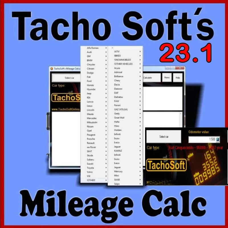 Latest 2024 Hot TachoSoft Mileage Calculator 23.1 Counter Calculation Software V23.1 with License Digital Odometer Calculators 5