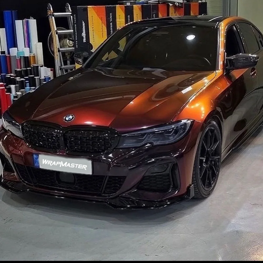 Pellicola Vinilica per Auto WRAPMASTER 1,52*17 Metri Nero Rosso Super Lucido Effetto Camaleonte - Image 3