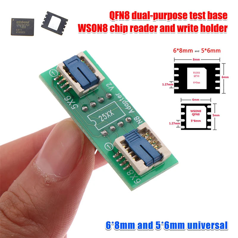 QFN8/WSON8 Universal-Zwei-in-Eins-Sockel/Adapter für 6 x 5 mm und 8 x 6 mm Chips, SMT BIOS-Blitz-Sockel – Detail 3