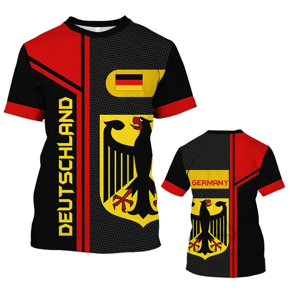 

German Men's T-shirt Flag Graphics 3D Printing Personality Trend Short Sleeve Oversized Comfortable Classic Retro O Collar Top