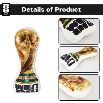Officiële authentieke FIFA WK 2026 voetbal WK thema pluche trofee kussenset, multifunctioneel, 4 maten voetbalkussen 6
