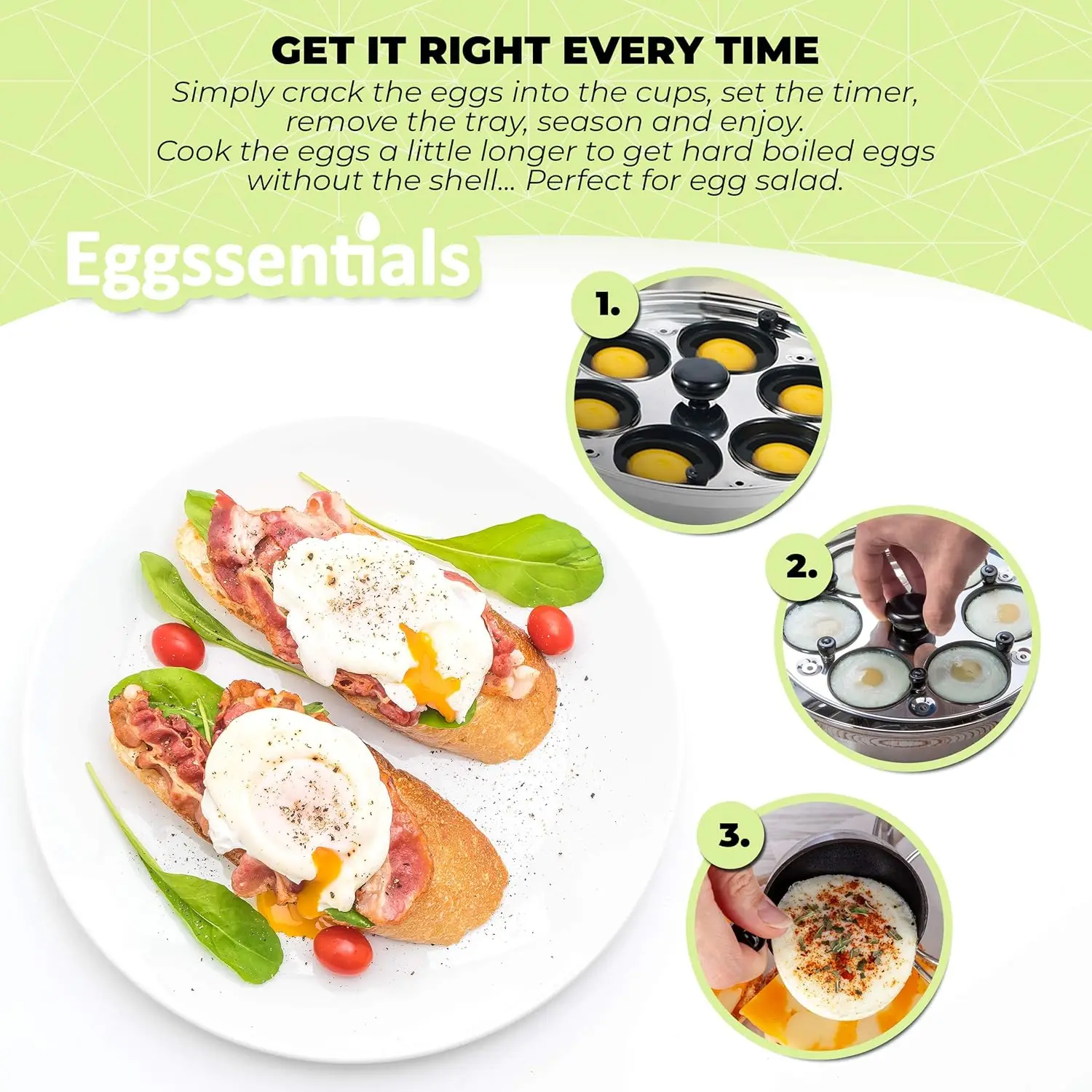 Poached Egg Maker Stainless Steel Egg Poacher Pan Food Grade Safe 4