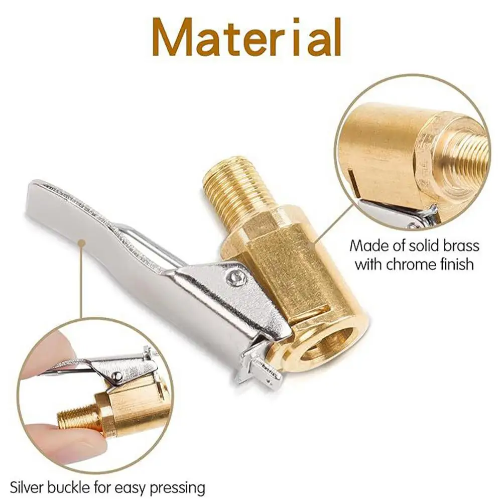 Inflatable Pump For Car Tire Air Chuck Inflator Pump Valve Connector Clip-on Adapter Copper Auto Wheel Valve Inflatable Pump