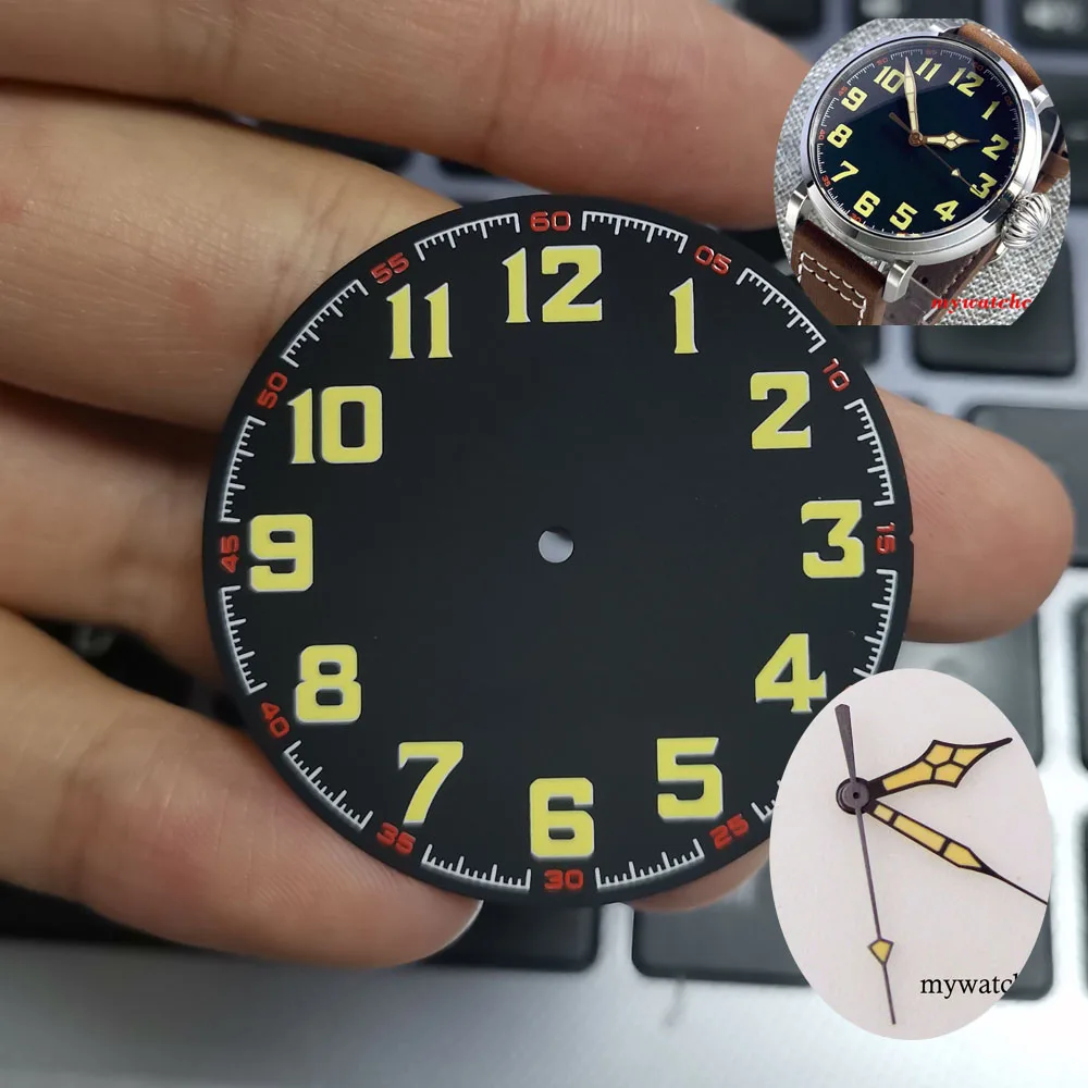 Tavorio Numeri Arabi 40.4Mm Quadrante Dell'Orologio Per Nh35A Nh36 Eta2824 Pt5000 46.5Mm Orologio Subacqueo Vintage Parti Dell'Orologio Pilota