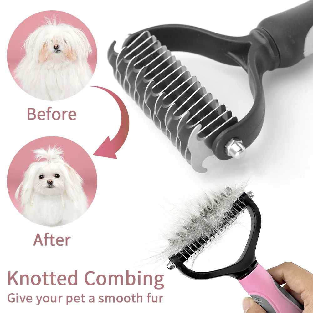 Grooming comb for dogs and cats, showcasing gentle teeth design.