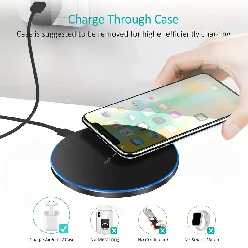 30W Fast Wireless Charger Pad – Compatible with iPhone, Samsung Galaxy, Xiaomi 6