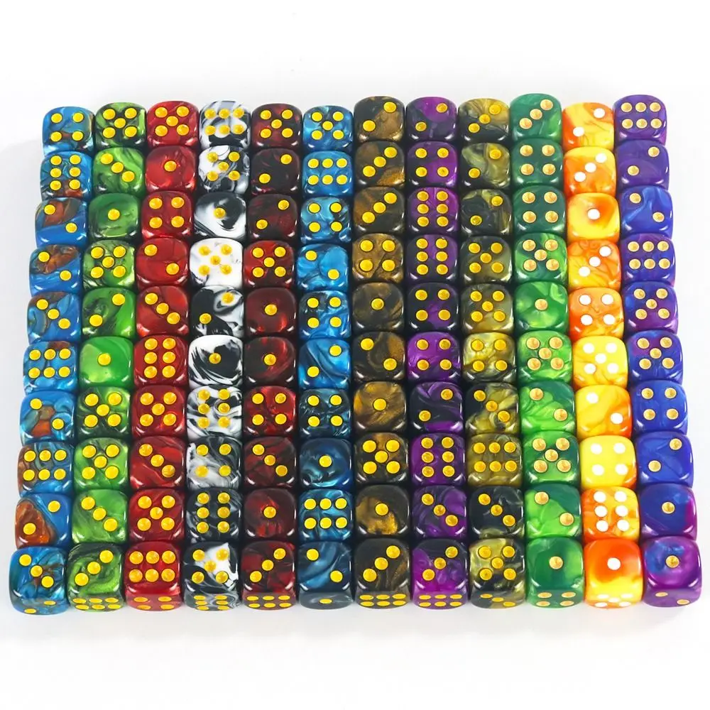 Dice Set 10Pcs/set D6 12/16mm Colored 6-sided DND Dice Translucent Colors Party Game Polyhedral Dice Role-Playing Acrylic Table Game