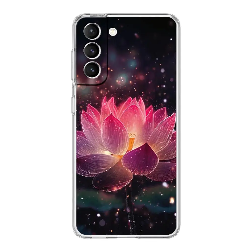 Luxurious Clear Soft Phone Case with Lotus Flower Design