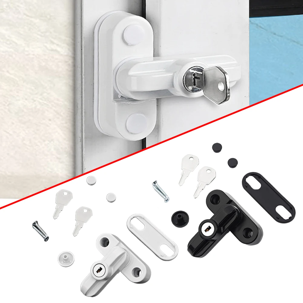 

Window Latch Alloy Safety Buckle Lock Door Sash Jammer Security Restrictor Lock With Key Window Anti-theft Hasp Hardware
