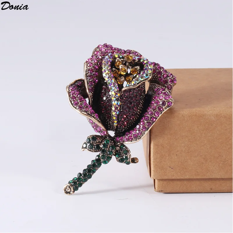 

Donia Jewelry New Simple High-End Rose Brooch Fashion Joker Collar Pin Buckle Female Exposure-Proof Luxury Gift.