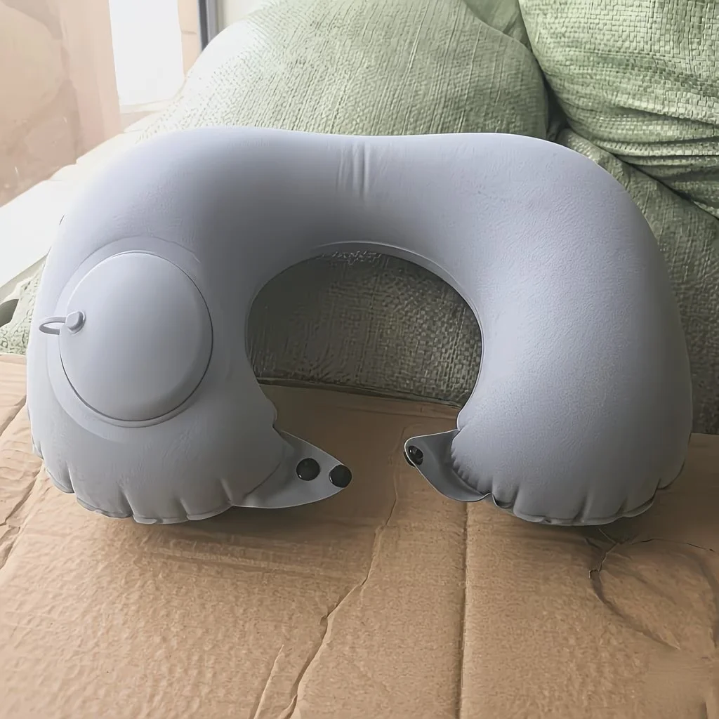 Compact Inflatable Travel Neck Pillow - U-Shaped, Hand-Washable, Portable Design