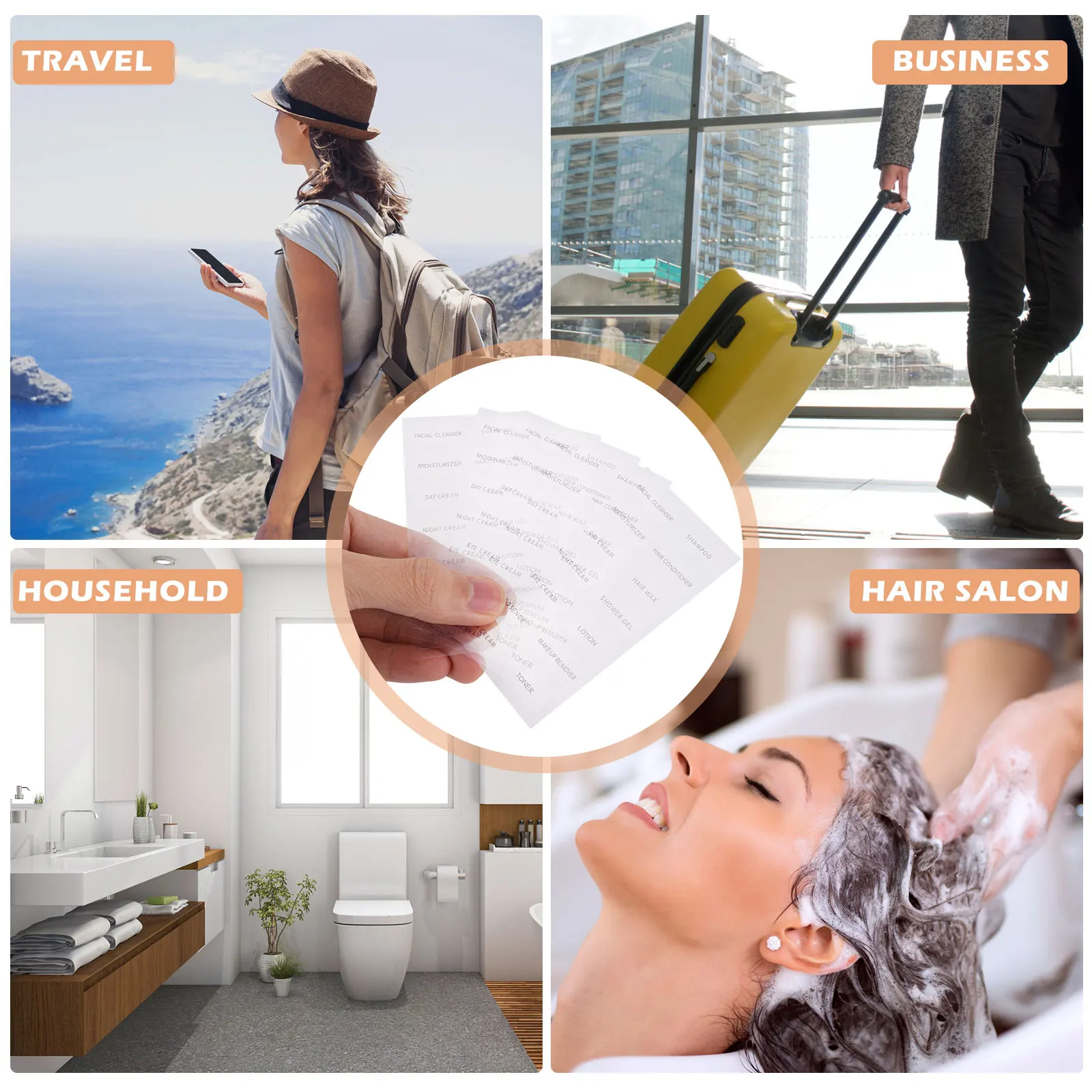 Bathroom Dispenser Sticker Set Bottle Label Shampoo Body Wash Labels Soap Bottle Cosmetic Detachable Waterproof Label