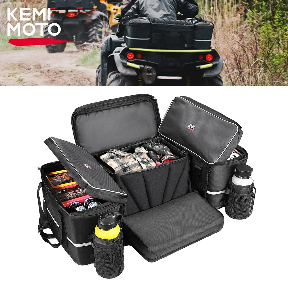 waterproof bike rear seat bag expandable mtb bicycle rack trunk bag cycling luggage storage bag pack pannier KEMIMOTO Cargo Storage Seat Rack Bag Compatible With Polaris Sportman Fourtrax for Can Am for Kawasaki for Yamaha for Artic Cat