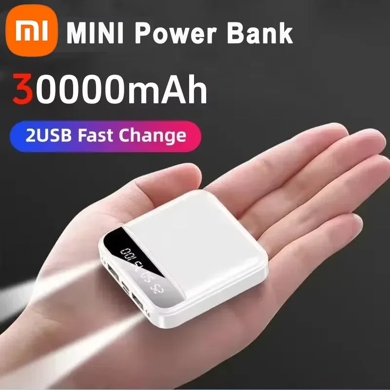 Portable Battery Charger Xiaomi 30000mah Mini Power Bank Super Fast Charge Lights Digital Portable Powerbank External Battery For Iphone Huawei Samsung