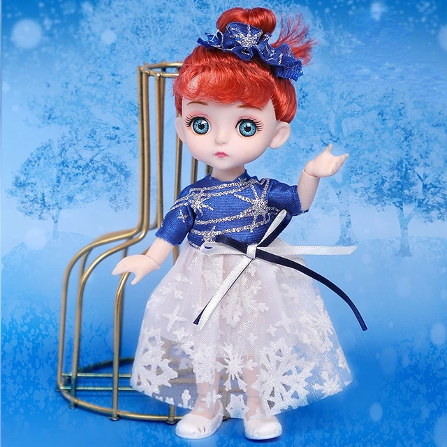 BJD Mini Dolls 1/12 17cm Ice Snow Princess Dream Suit 13 Movable Joint 3D Big Eyes Beautiful DIY Toy Doll With Clothes Girls Toy 3