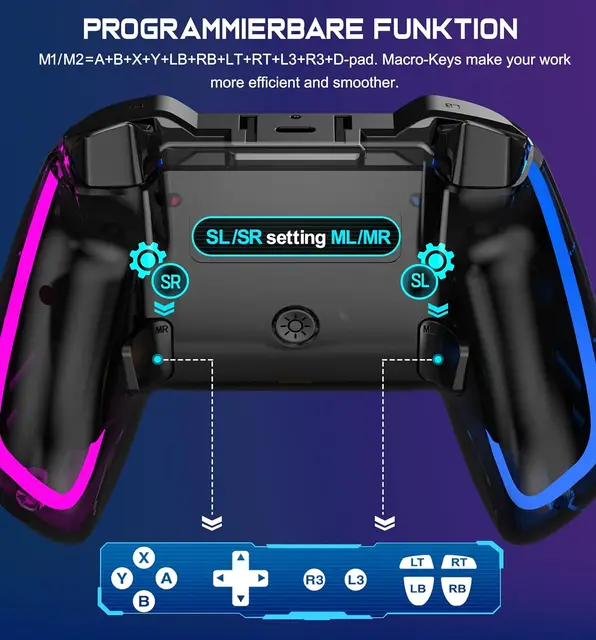 Wireless Controller for Switch& Windows/iOS/Android With RGB 