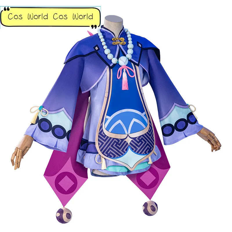 

Костюм для косплея Genshin Impact Project Qiqi, платье для девочки с зомби, аниме одежда, костюмы на Хэллоуин для женщин, парик