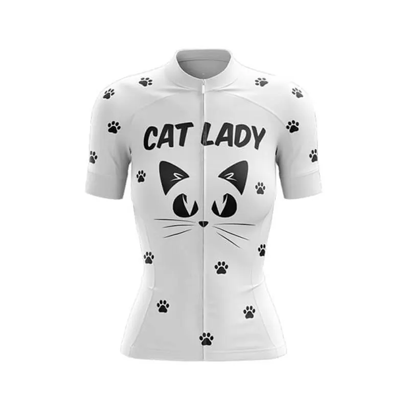Cycling Shirt Cat Lady Women Cycling Jersey Summer Short Sleeves Bike Jersey Breathable Mountain Bicycle Ride Tops Road Bike Sport Shirts