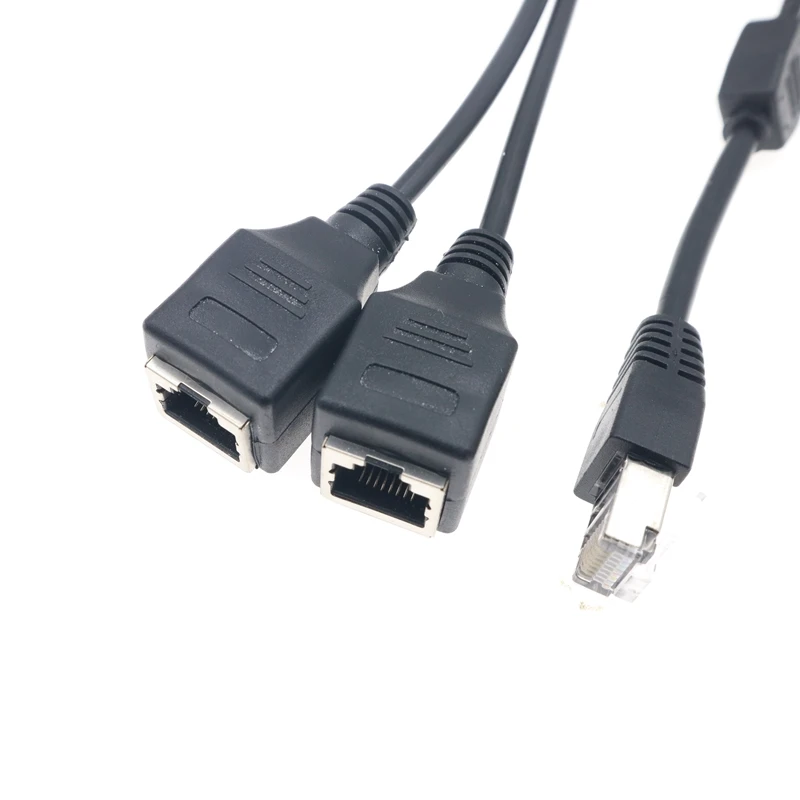 ADAPTADOR DUPLICADOR CABLE DE RED ETHERNET RJ45 MACHO a 2 RJ45 HEMBRA LADRON