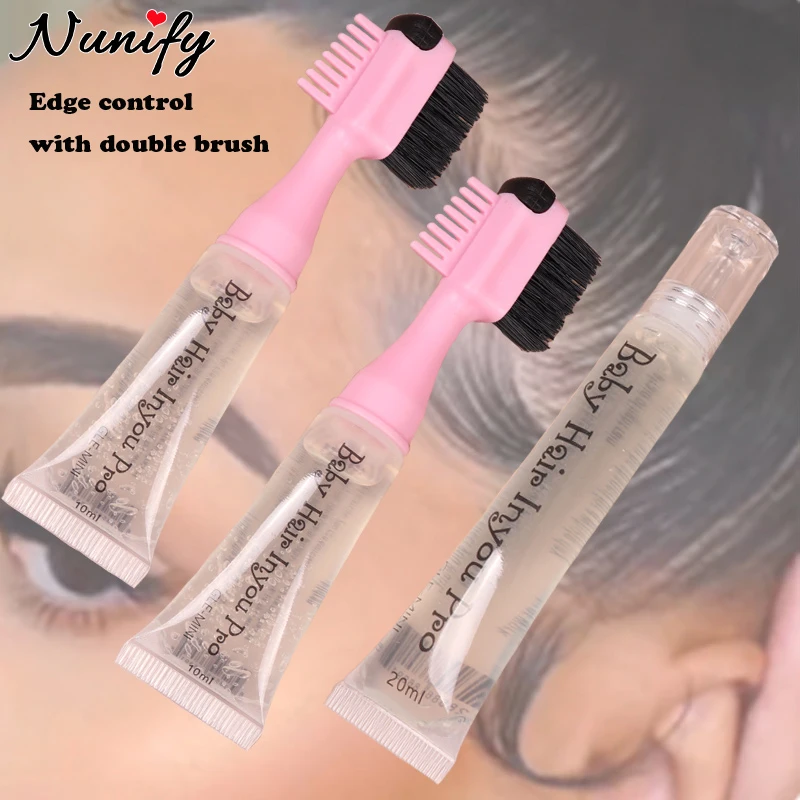 1Pcs Gel Per Il Controllo Dei Bordi Per Capelli Disordinati Gel Per Lo Styling Dei Capelli A Tenuta Forte Con Pettine A Spazzola Per Donne Nere 20Ml G