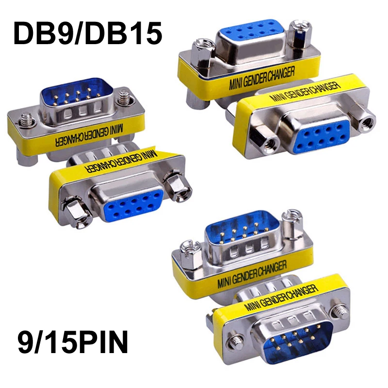 Mini Db9/Db15 9/15Pin Femmina/Femmina/Maschio Gender Changer Vga Plug Connector Adapter D-Sub Rs232 Connettore Seriale