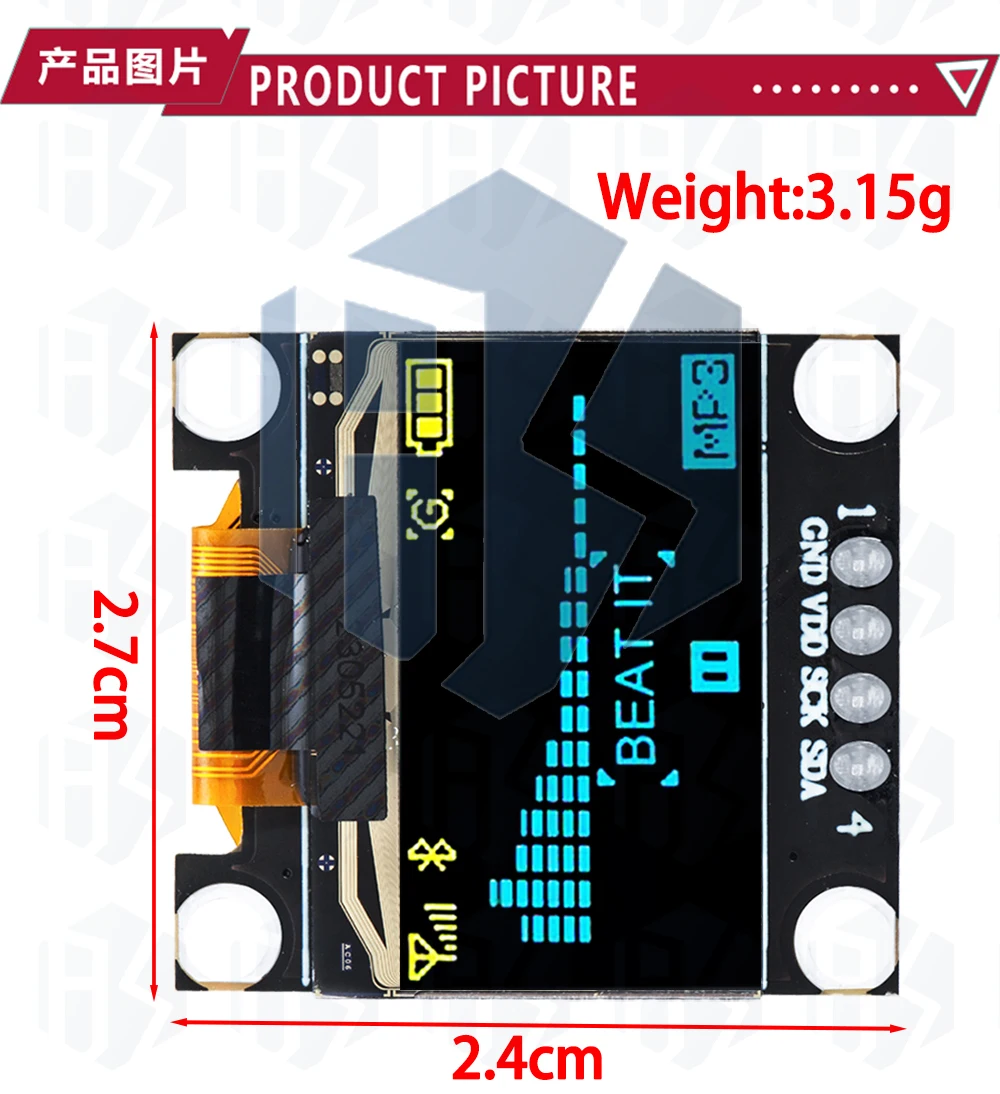 Produkt 0,96 Zoll OLED IIC Weiß/GELB BLAU/BLAU 12864 OLED-Display mit 4x4-Tasten I2C SSD1315 LCD-Bildschirmplatine für Arduino – Detail 17