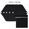 5 Pcs Black Smoothie Cotton Reusable Menstrual Pads Reusable Sanitary, Bamboo Cloth Pads For Heavy Flow Large Sanitary Pads Set 6