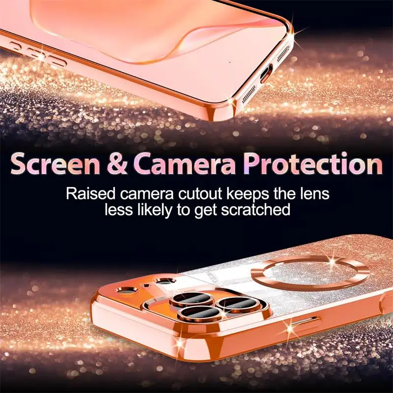 Luxury Glitter Cove Silicone Soft Bumper Magnetic Wireless Case