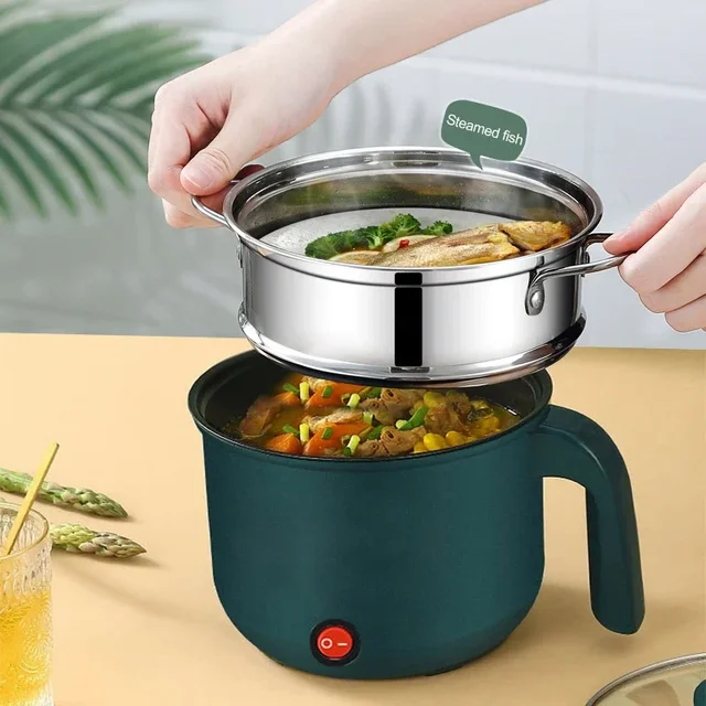 Mini cuiseur à riz électrique antiadhésif, Machine de cuisson multifonction simple/Double couche, marmite chaude pour usage domestique 1