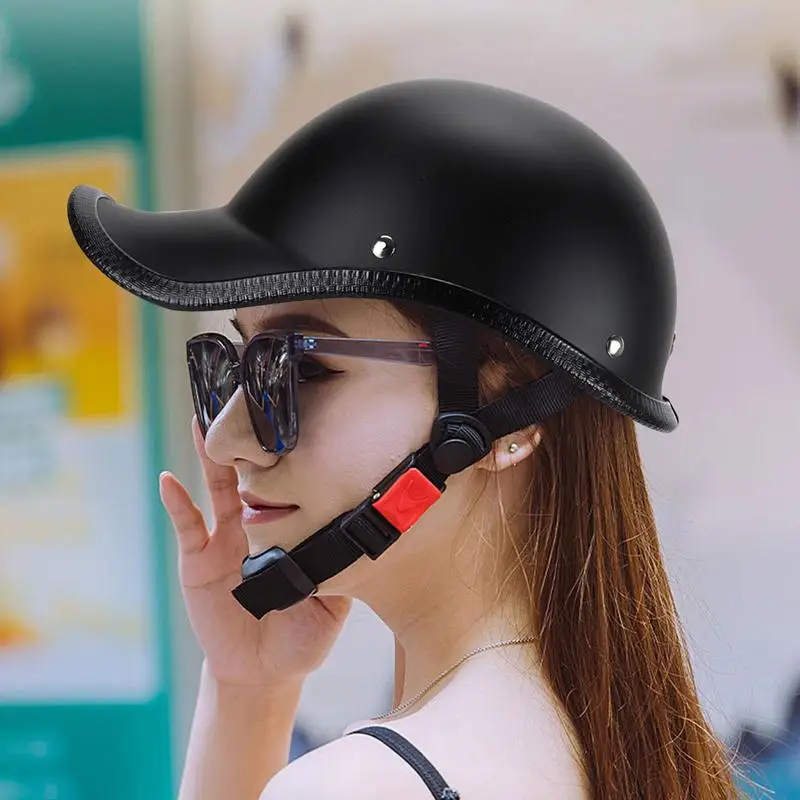  Casco de motocicleta de cara abierta con visera, cascos retro  para adultos para hombres y mujeres, casco de motocicleta de media cara  vintage para scooter, Chopper Cruiser, aprobado por DOT 